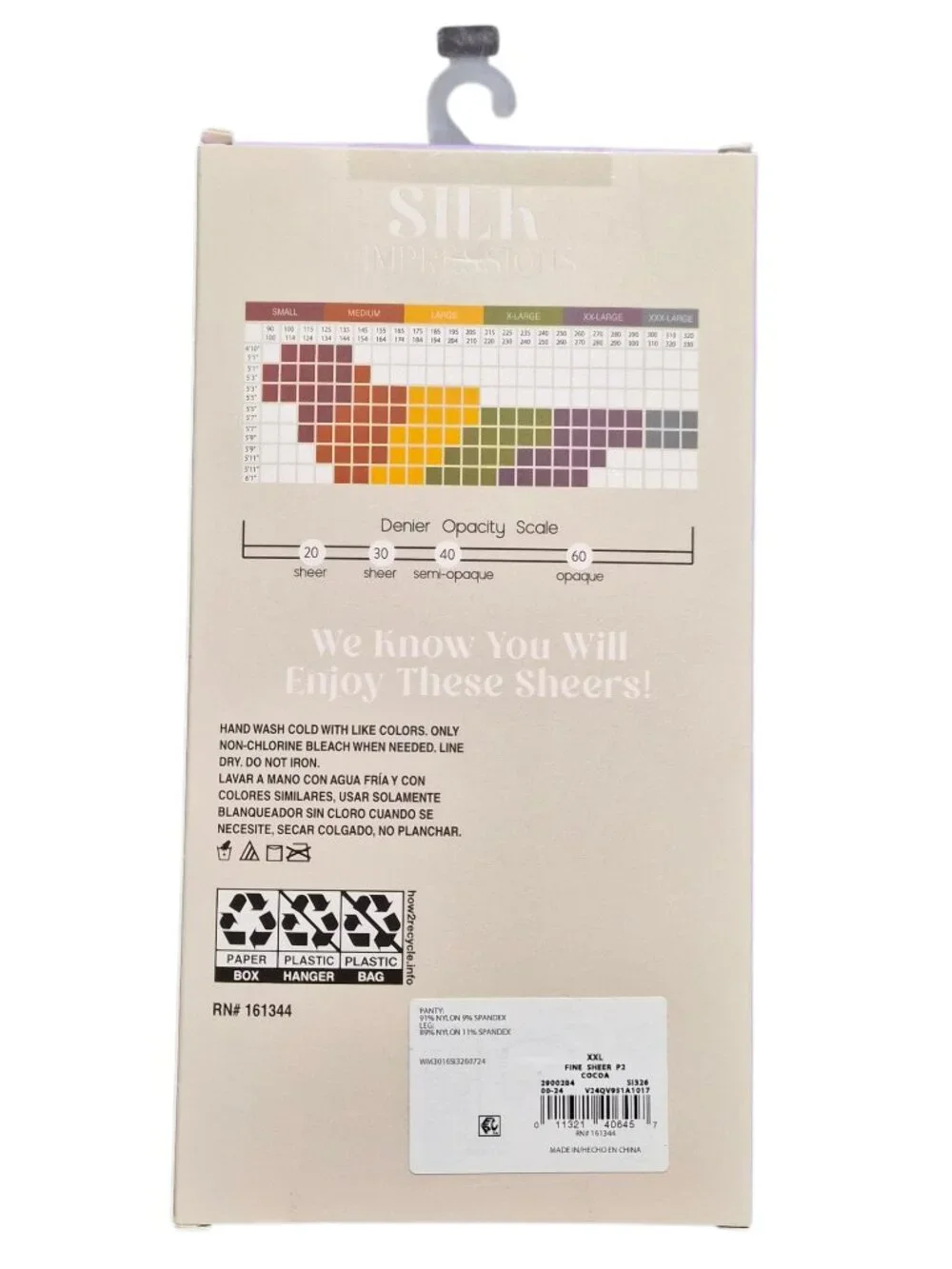 3 PK Silk Impressions Women's Pantyhose Fine Sheer 15 Denier Sz XXL Cocoa